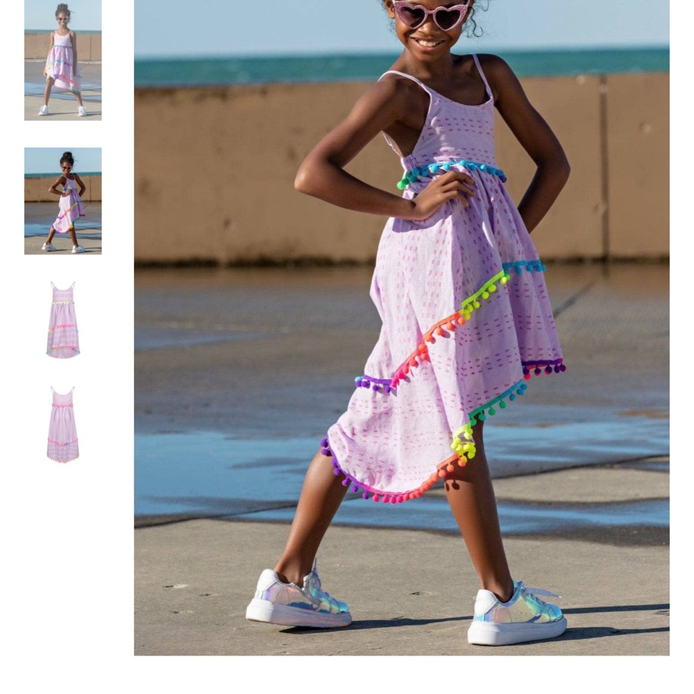 Colorful Pom-Pom Trim Dress